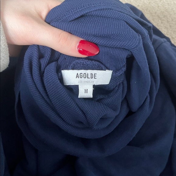 AGOLDE BALLOON SLEEVE TURTLENECK PULLOVER SWEATSHIRT medium navy - Picture 4 of 5